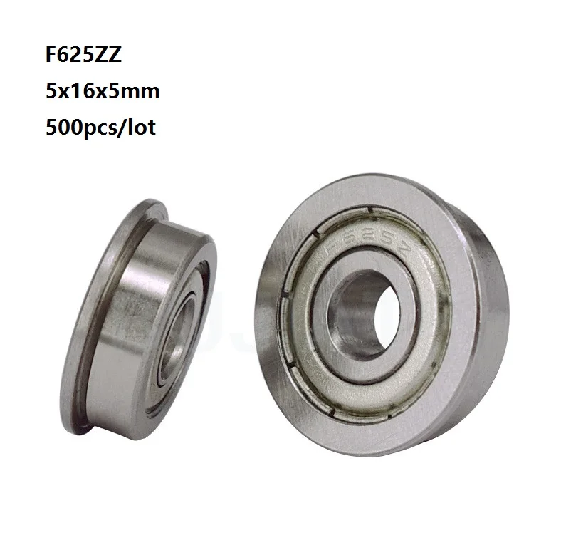 

500pcs/lot F625ZZ F625Z F625 Z ZZ F625-ZZ 5x16x5mm metal cover flange deep groove Ball Bearing Miniature mini 5*16*5mm