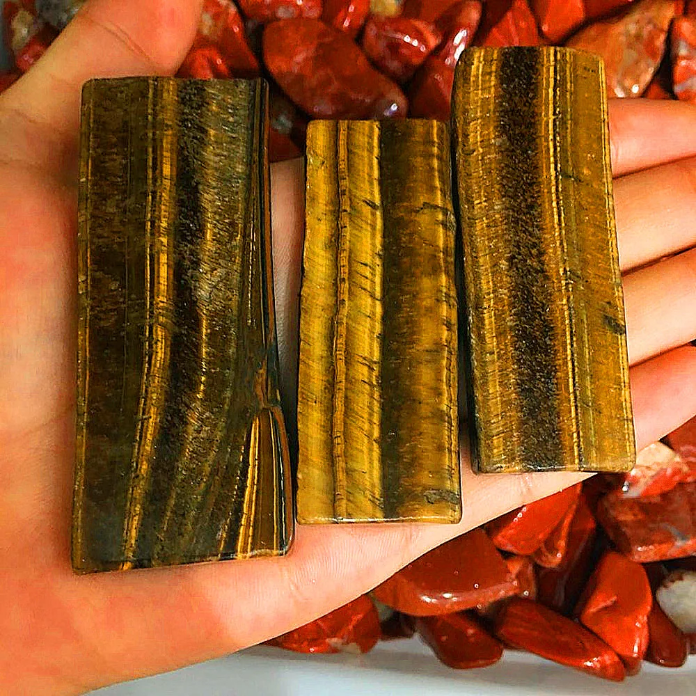 

3pcs Natural Tiger eye stone plate chips for crystal healing meditation home decoration rough stone