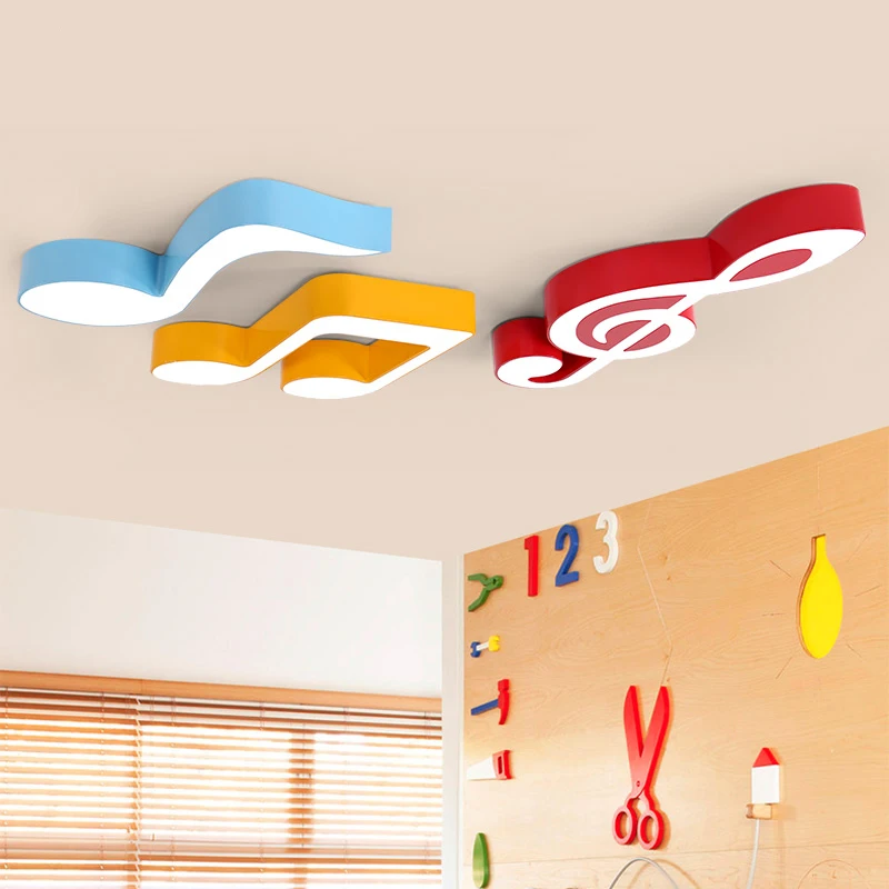 Creative Colorful Ceiling Light Music Notation Classroom Bedroom Restaurant Kindergarten Lamp Concert Hall Ceiling Mounted