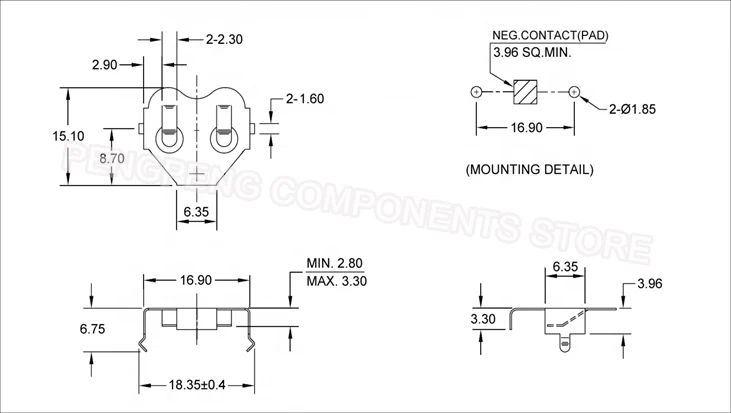 5pcs/lot THM SMT Lithium Button Cell CR1616 CR1620 CR1632 Battery Holder, CR1616 CR1620 CR1632 Battery Retainer