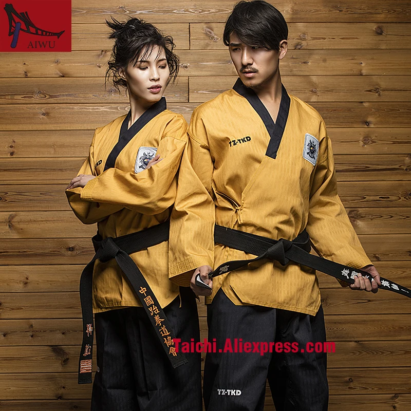 Martial Arts TKD Tae Kwon Do Korea V-neck Adult Taekwondo Master Uniform for Poomsae & Training,WTF Uniform,160-190cm