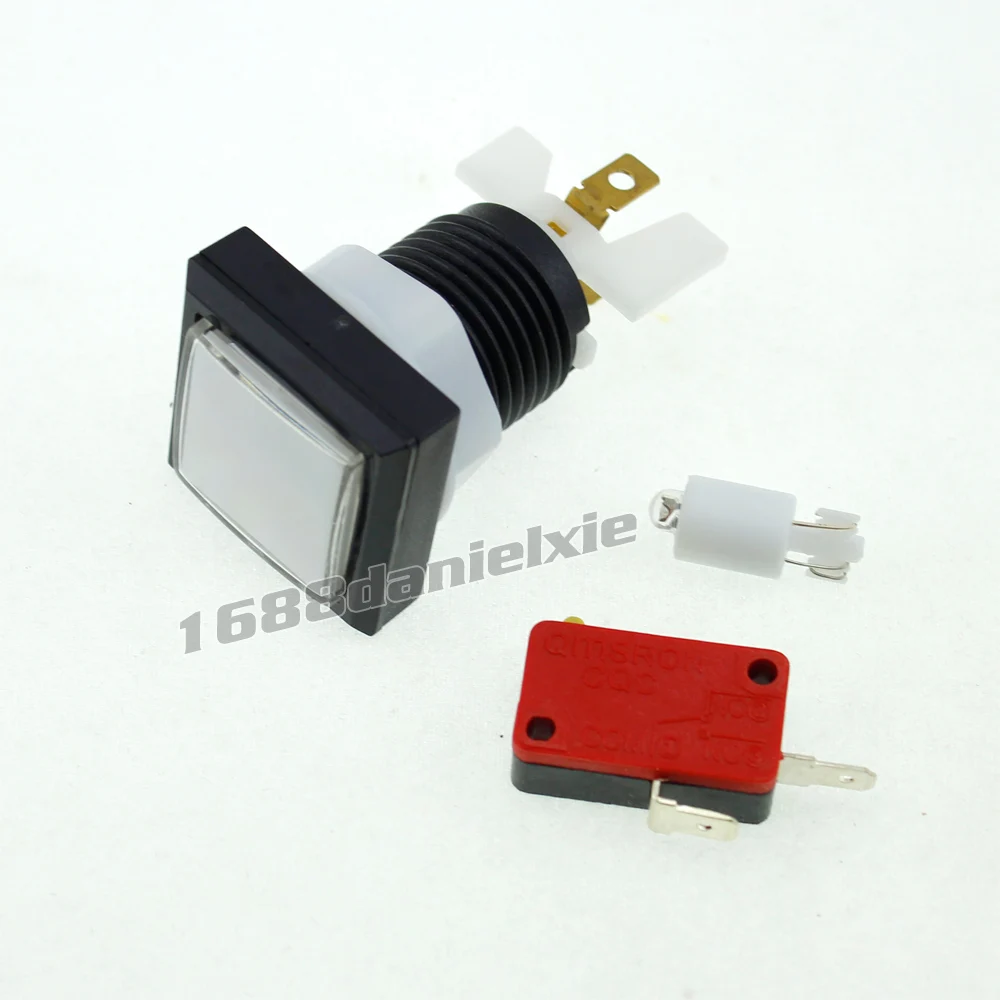 Botão iluminado para a máquina de fliperama iidx, 7 botões retangulares com 2 leds quadrados, iluminação para gamers