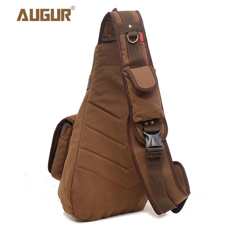 AUGUR Hot Sale Men Chest Back Pack Bag vintage Satchel Single Shoulder Bag Canvas Man Rucksack Knapack Bolsas Male