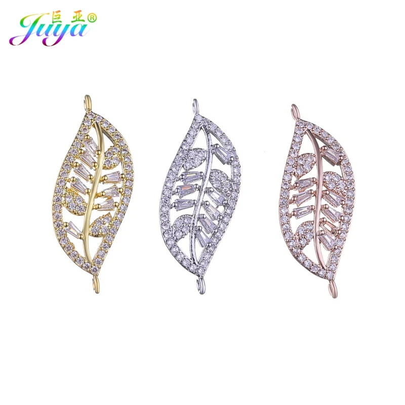 Juya DIY Fashion Jewelry Findings Hand made Leaf Connector Floating Charms Accessoreis For Women Needlework Gift Jewelry Making