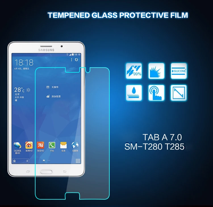 HD Tempered Glass For Samsung Galaxy Tab A 7.0 T280 T285 T288 J Max Screen Protector Anti Shatter Tablet Protective Glass Film