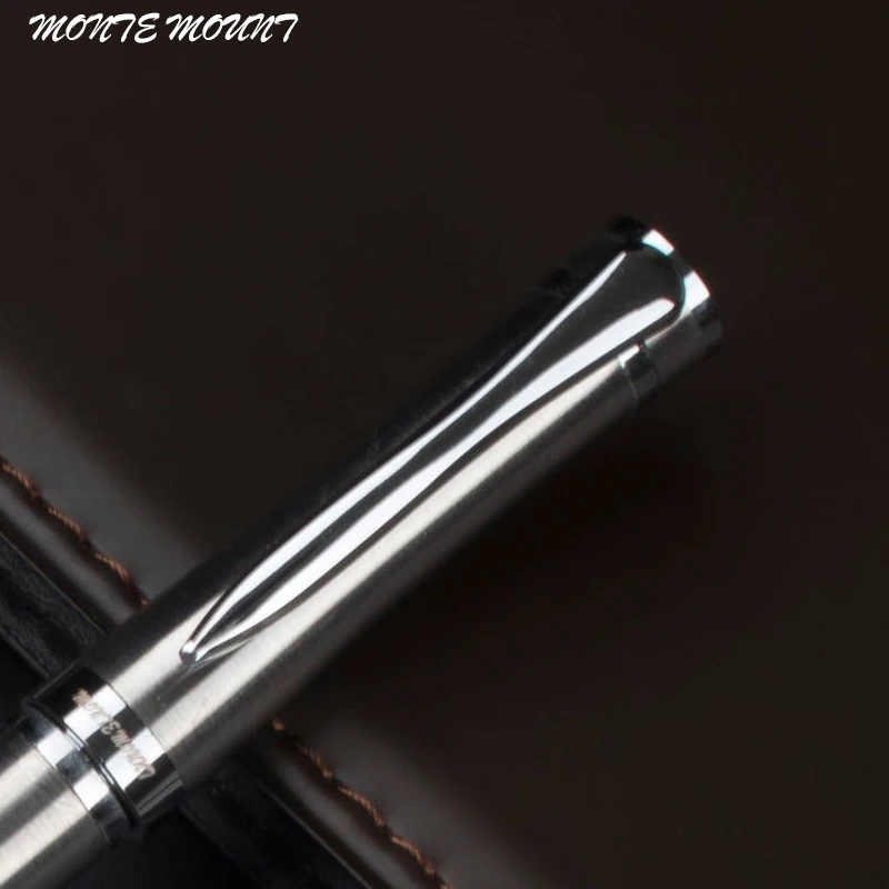 monte mount luxury Writing pen Silver Business Metal Roller ball Pen 0.5 mm Nib novelty ballpoint pens office School Supplies