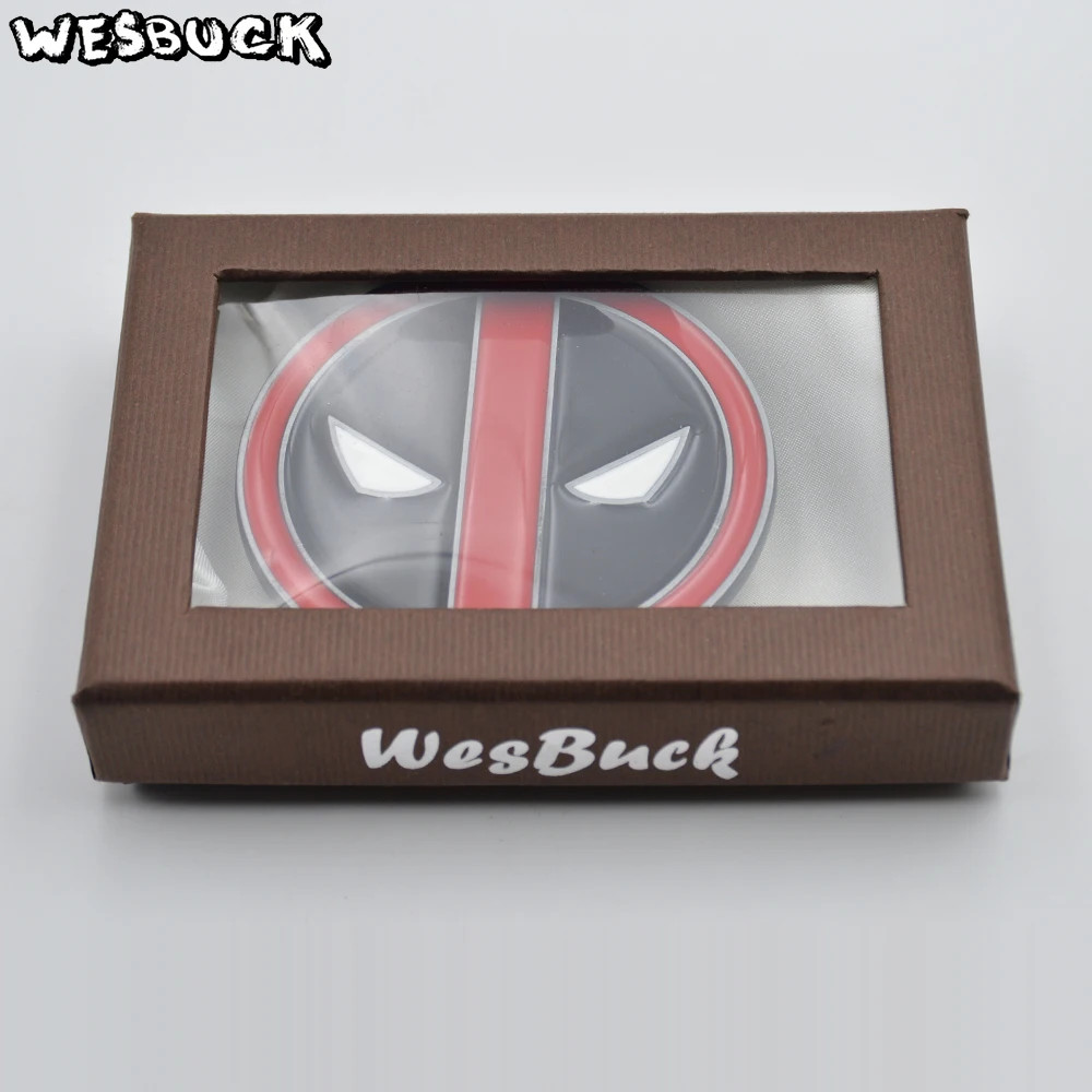 WesBuck Brand Fashion Buckles New Arrival Cool Red Metal Deadpool belt buckle Causal Belt Head