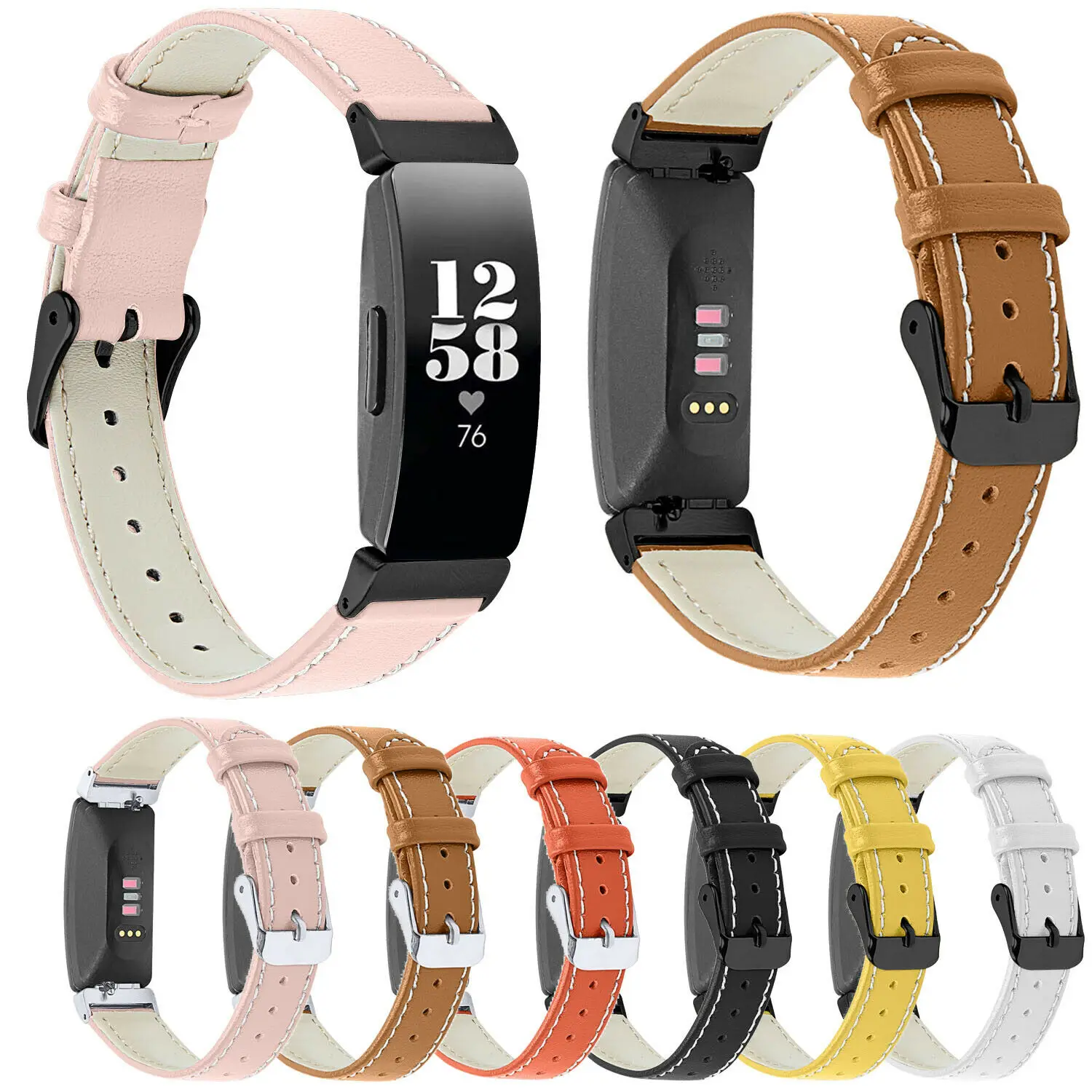 Genuine Leather Wristband Bracelet For Fitbit Inspire / Inspire HR Activity Tracker Smartwatch Replacement Watch Band Strap