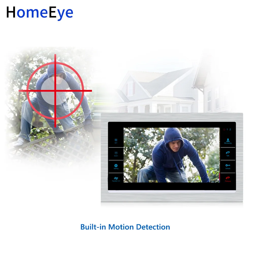 HomeEye 720P AHD Video Door Phone Video Intercom Home Access Control System Motion Detection Multi-languages OSD Menu UnlockDoor