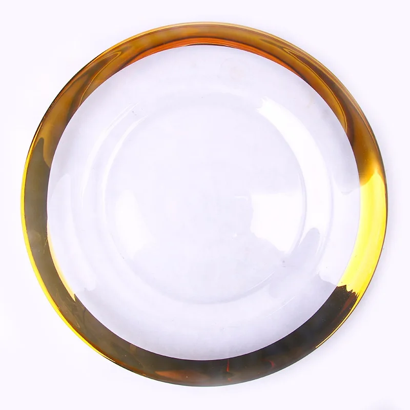 33CM European creative transparent gold edge plate glass fruit plate daily merchandise