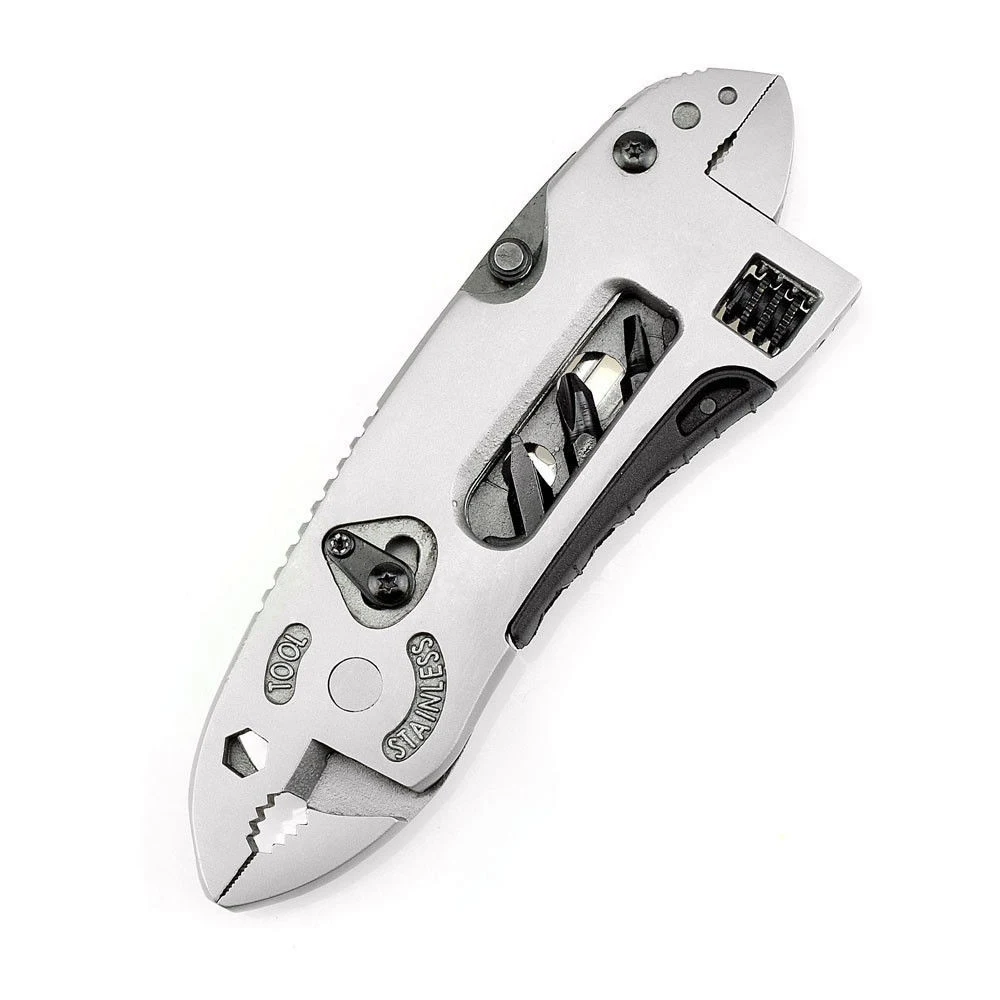 Outdoor Camping Portable Multi-Purpose Folding Multitool silver Pliers Pocket mini Knife Screwdriver Set Bottle Opener Adjustabl