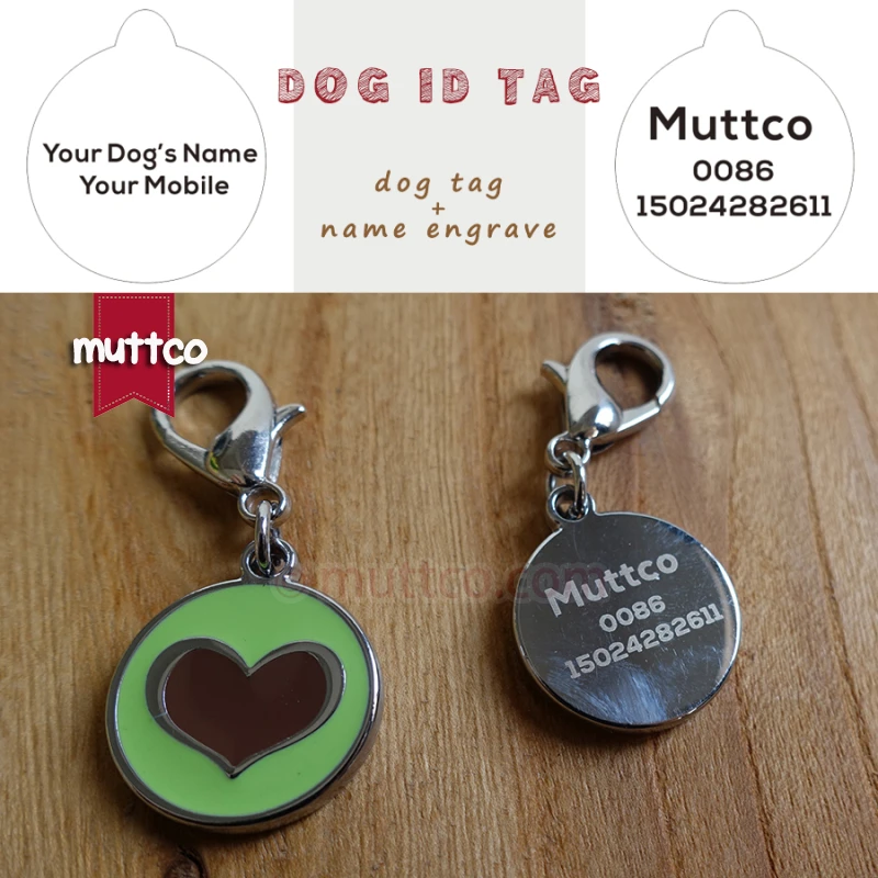 Laser engraving 20mm cute heart shape print 2colour dog tag dog id tags for pets metal  laser engraving round dog name tags