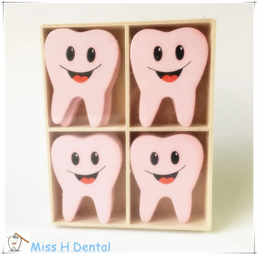 Wooden Tooth shape Fridge Window Wall Sticker Dental Clinic Office Gift Cute 16pcs