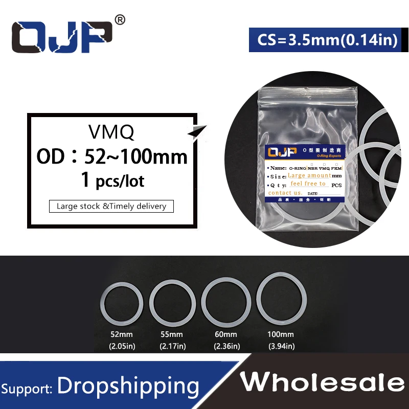 CS3/3.5/5mm OD10-150mm VMQ White Ring Silicone Thickness O-rings Seal Rubber Gasket Sanitary Washer Silicone rubber elasticity