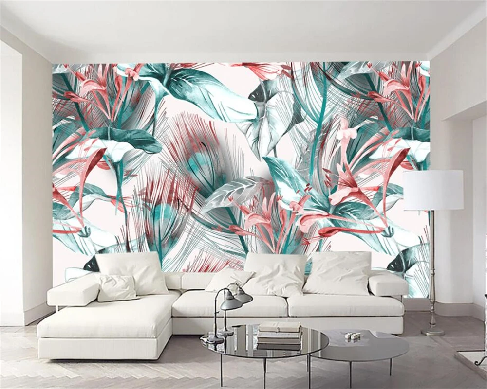 Custom size wallpaper Rainforest plants banana leaf background mural home decor Plantain flower hanging picture 3d wallpaper