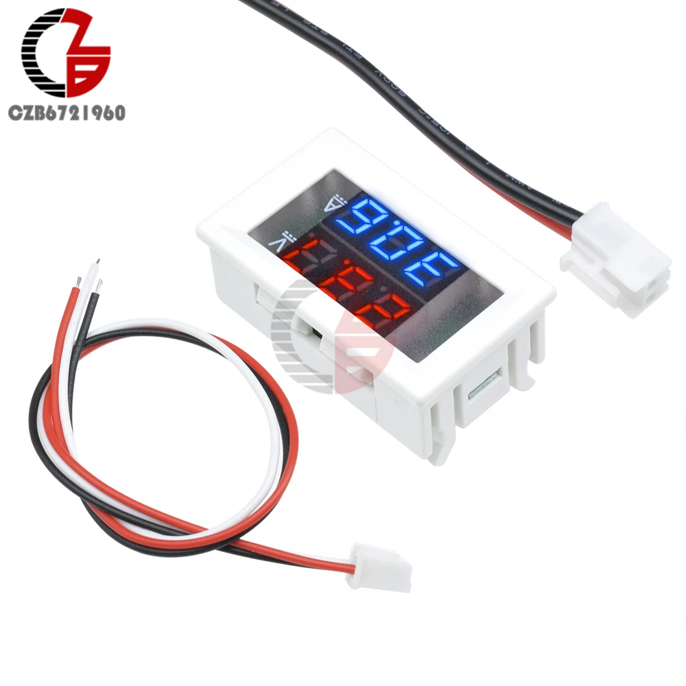 DC 100V 200V 10A LED Digital Voltmeter Ammeter 3 4 Bit 5 Wires Current Voltage Meter Car Auto Volt Tester Detector 110V 220V 12V