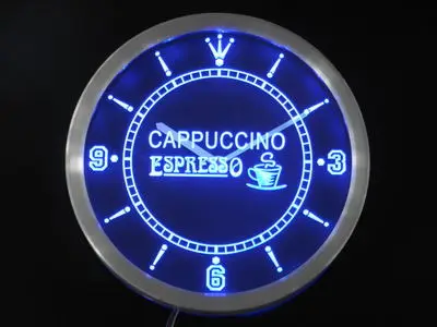 nc0304 Cappuccino Espresso Coffee Neon Light Signs LED Wall Clock