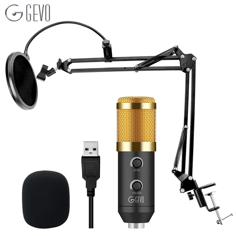 USB Condenser Microphone for Computer With Adjustable Metal Arm Stand Mic for Gaming Podcast Live Streaming for Mac & Windows PC