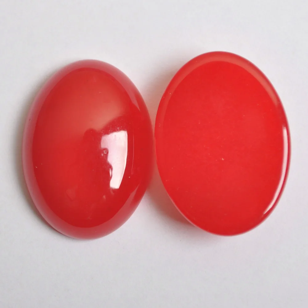 30x22MM Natural Luck Red Jade Stone Bead Oval Cabochon CAB GEM Jewelry Making (2pcs/lot) H062