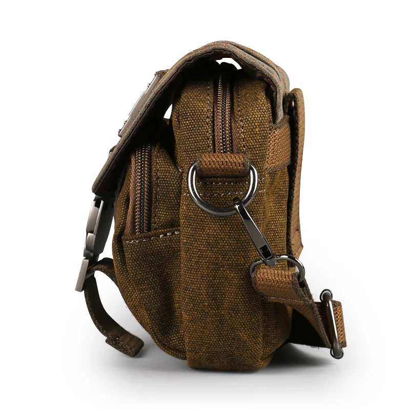 Ruil High-Quality Retro Canvas Small Bag Men Fashion Multi-Functional Pockets Leisure Travel Phone Bags Toolkit Vintage Package