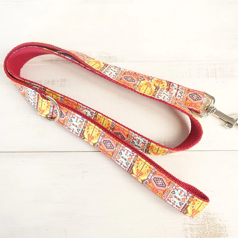 MUTTCO retailing soft wear comfortable dog leash THE RED BOHEMIAN national style dog collars and leashes 5 sizes UDL055