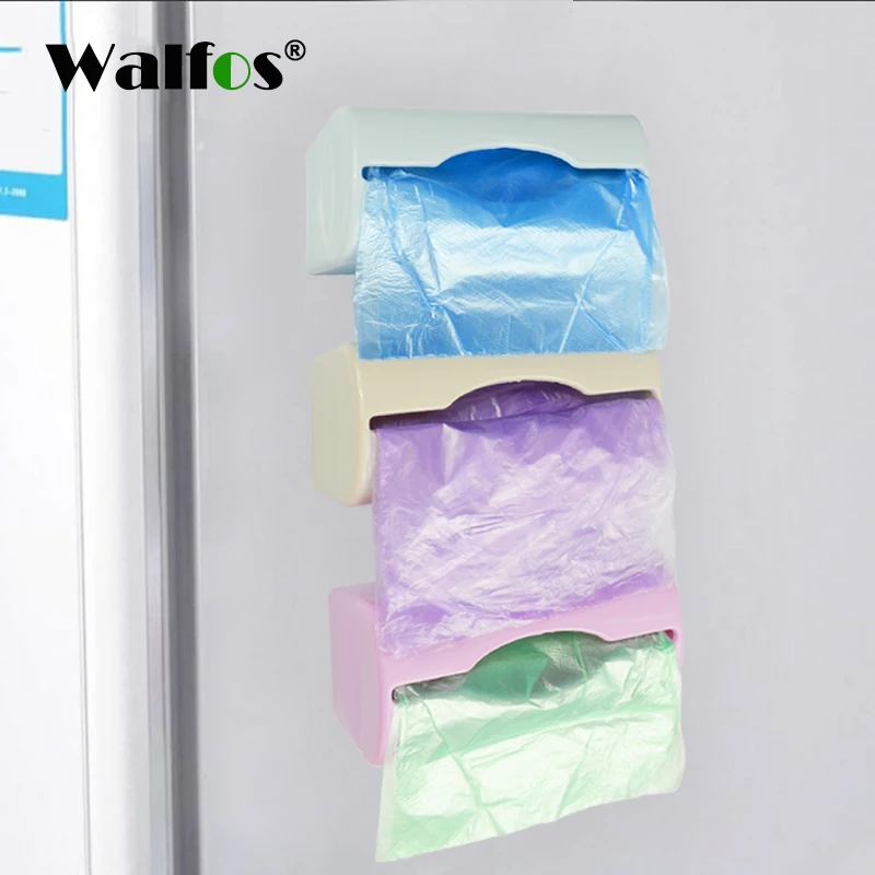 Wall Mount Container Holder Garbage Bag Dispenser Recycle Bag Storage Box Plastic Kitchen Grocery Bins Organizer Housekeeping