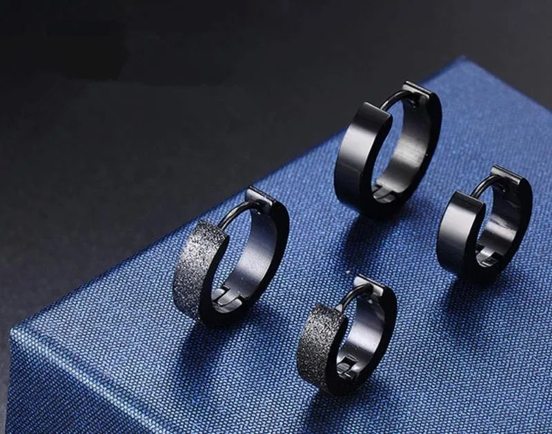 Vintage Gun Black Hoops Earrings For Men Party Accessories Cool Fashion Silver 925 Earring Male Jewelry For Boy Birthday Gift