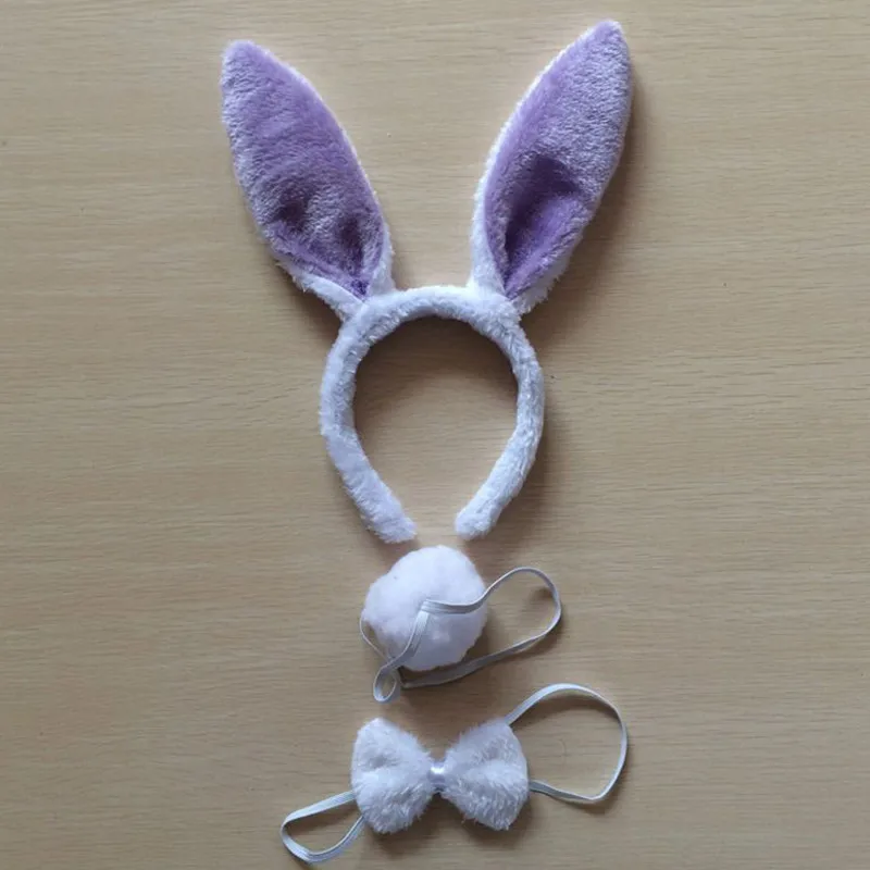 Children Adult Bunny Ear Headband Set Black Pink White Blue Fancy Dress Costume Hen Party Big Rabbit Ear Hairbands Headwear Tail image 5