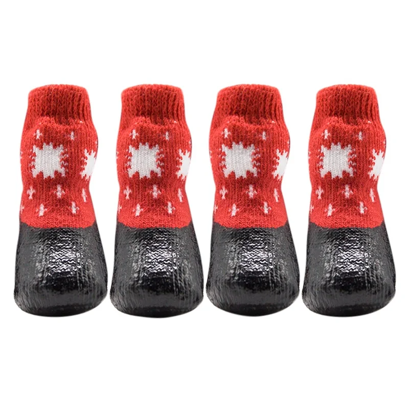 0-6 Size Cotton Rubber Pet Dog Shoes Waterproof Non-slip Dog Rain Snow Boots Socks Footwear For Puppy Small Cats Dogs 4pcs/set