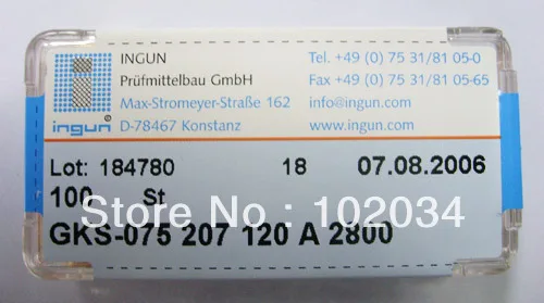 100PCS/LOT 100% ORIGINAL INGUN  GKS075-207-120 GKS075-207 120 A 2000 Spring Test Probe Pogo Pin made in Germany