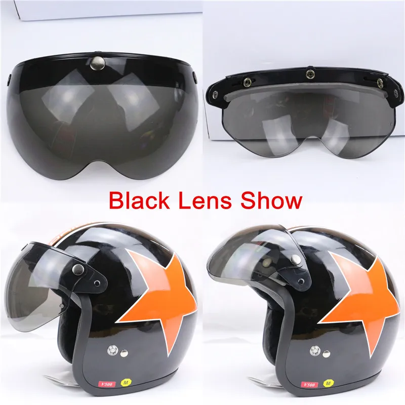 Professional W shape Motorcycle Helmet Glass 3/4 Open face helmet visor 3 pin helmet windshield 5 color available