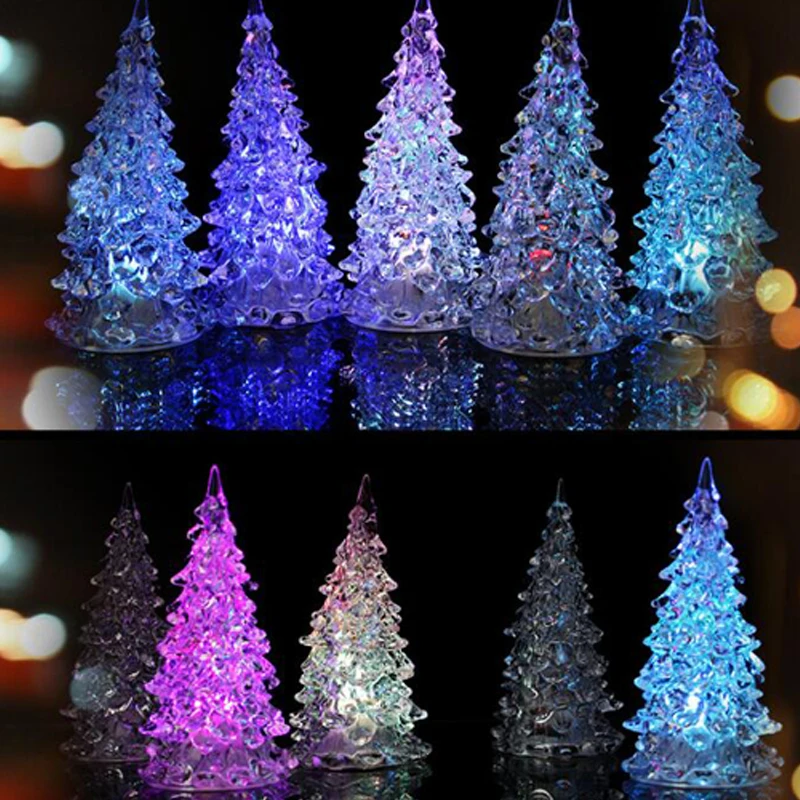 

Led party Christmas Tree Decoration Light Mini Changing LED Optic Lights Xmas Tree Light Lamp Festival Party Home Decoration