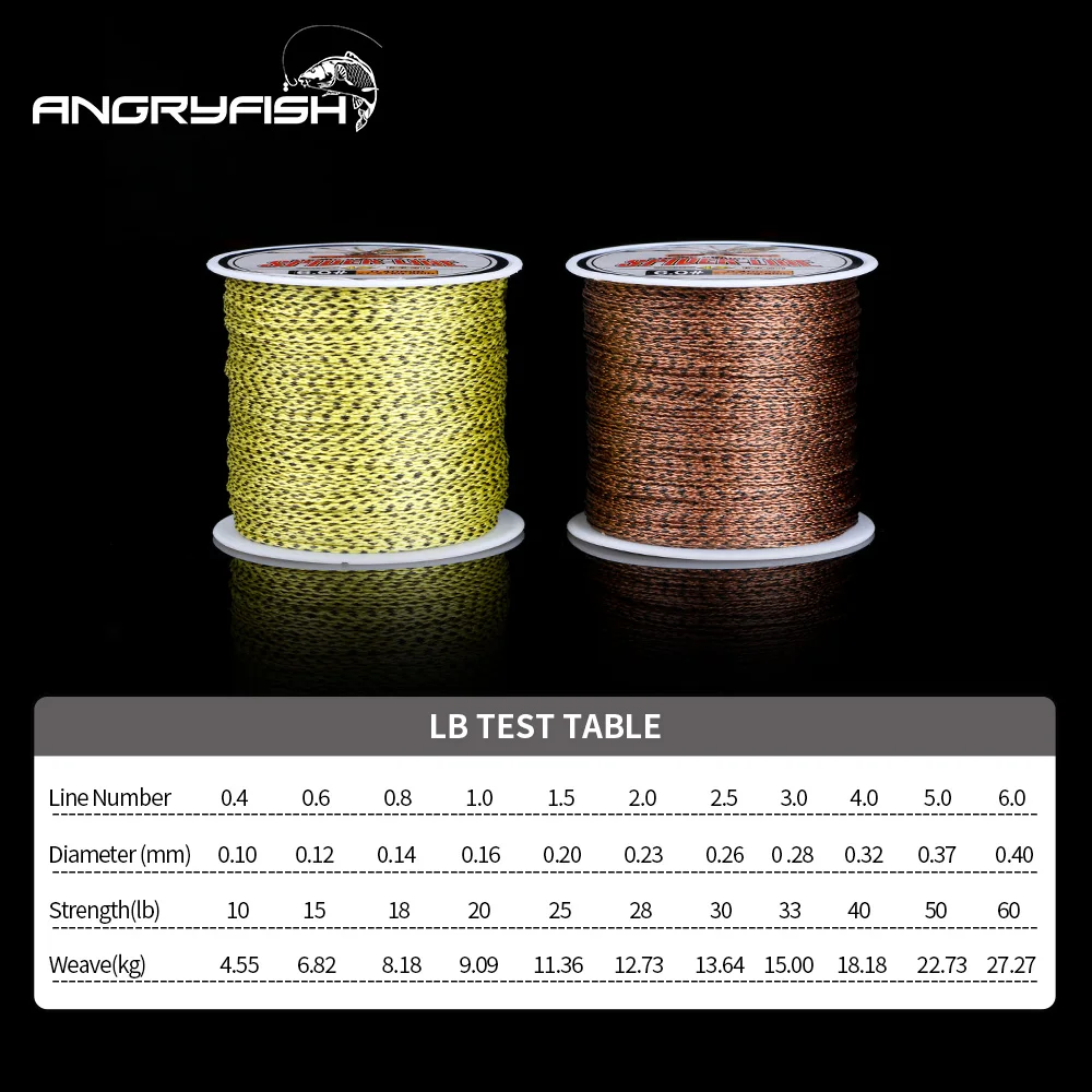 Angryfish Spider-Line Series 100m/300m/500m PE Braided Fishing Line Camouflag 4 Strands 10- 60LB Multifilament Fishing Line
