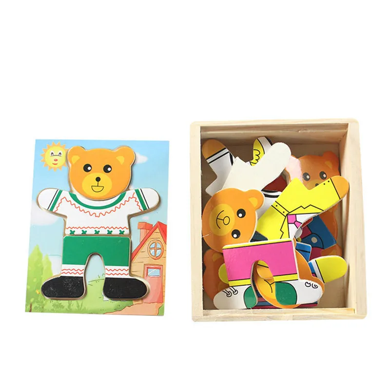 Di legno Di Puzzle Set Giocattoli Educativi per bambini Sopportano Cambiare I Vestiti Puzzle per Bambini In Legno Per Bambini Giocattolo