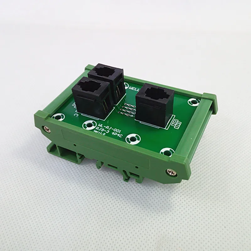 RJ9 4P4C DIN Rail Mount Interface Modul,3-Way Buss Breakout Board,Terminal Block, Connector.