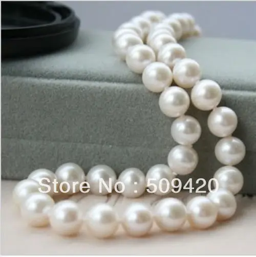 

Free Shipping Charmming!9-10mm White Akoya Cultured Pearl Necklace 18"