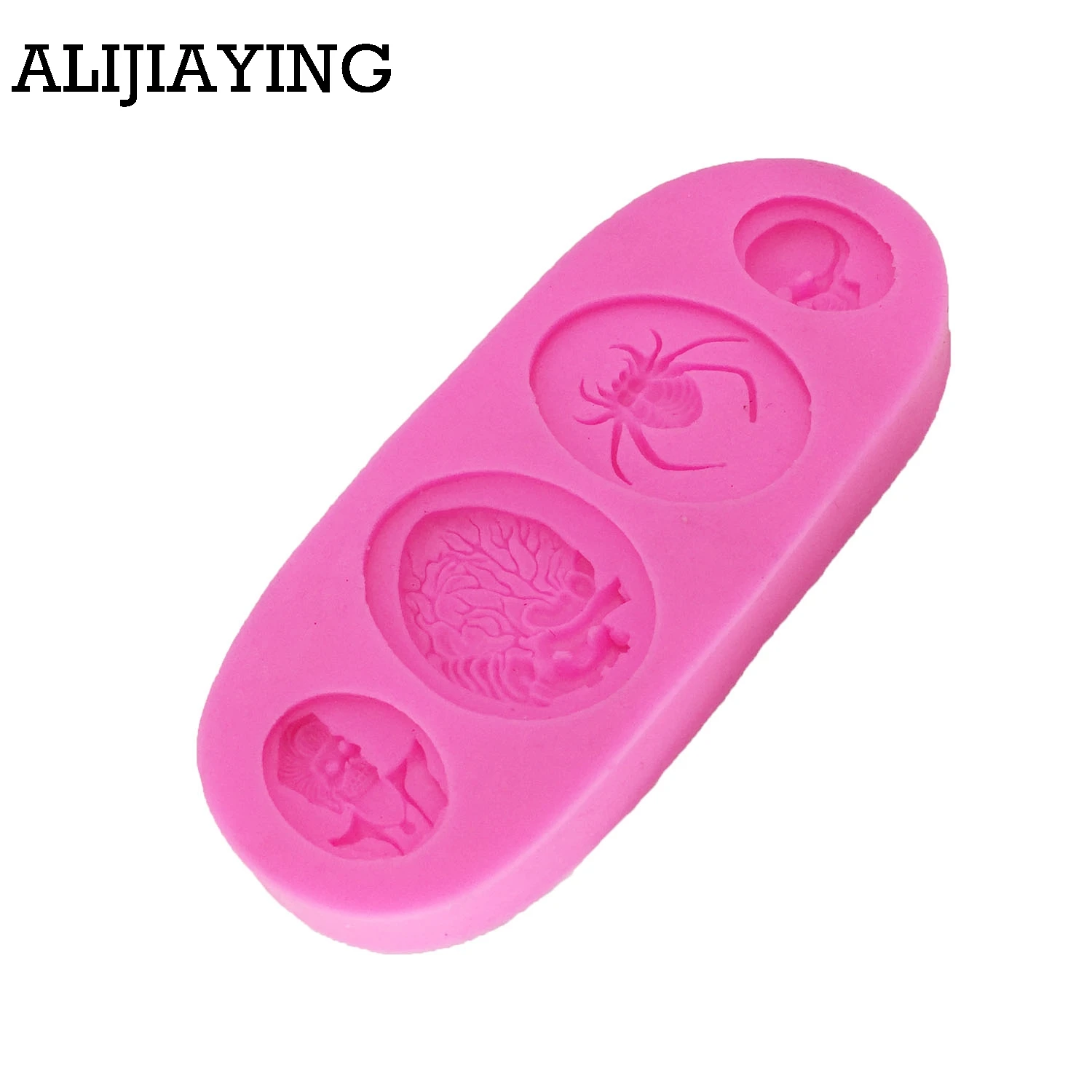 M0803 Halloween Brain Skull Spider Silicone Molds Cake Decorating Mould Baking Tools Fondant Chocolate Mold cake tools