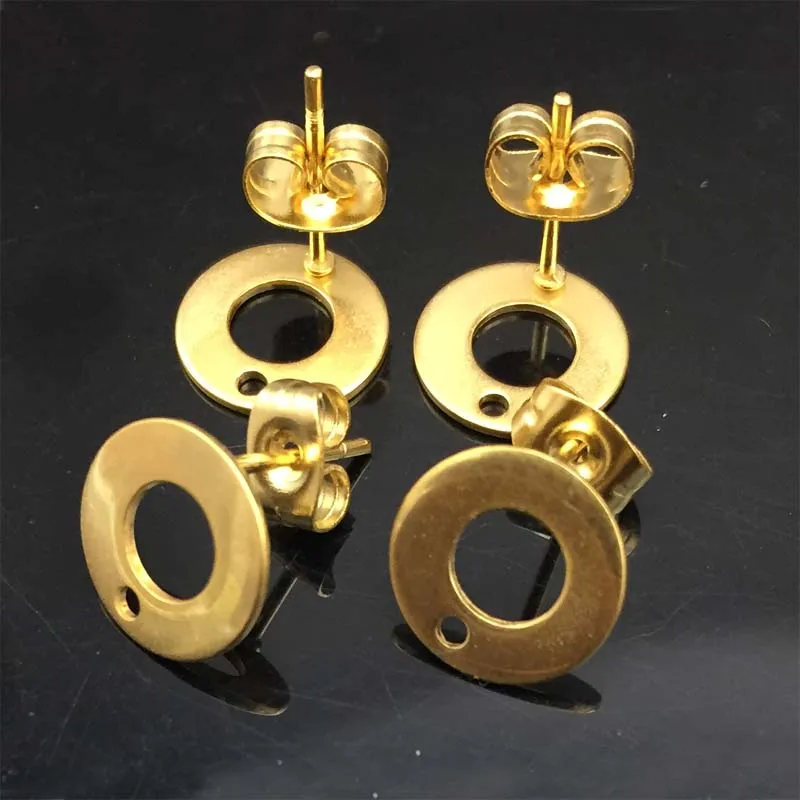 100pcs/lot stainless steel earrings connector findings stud earring post with For DIY Jewelry Making Findings Accessories