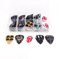 SOACH 50pcs 0.46/.071/1.0mm High quality print Guitar picks Multi-picture mix + 10 grid Box Set Guitar Parts & Accessories