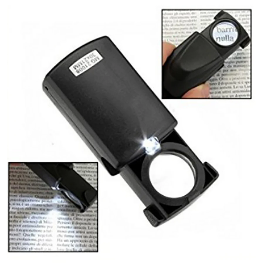 Portable 30X LED Light Magnifiers Acrylic Lens Magnifying Jewelry Appraisal/Seniors Reading/Elderly Sewing Pull Type Magnifier