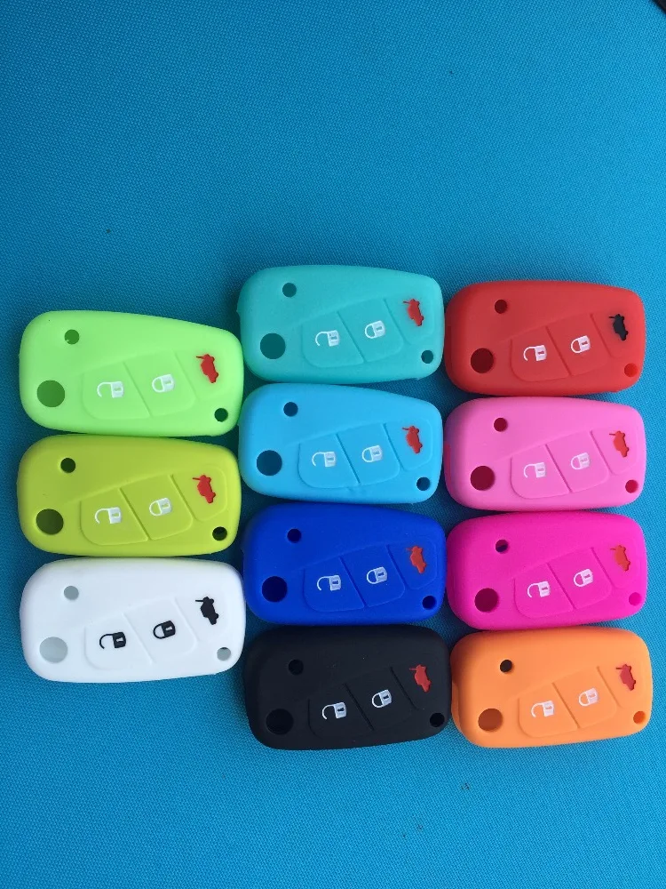 1Pc New Car Key Case Silicone Cover For Fiat Panda Stilo Punto Doblo Grande Bravo 500 Ducato Minibus 3 Buttons Remote Flip Blank