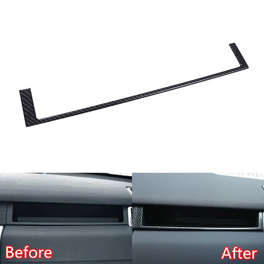 

Carbon Fiber Black ABS Car Co-driver Storage Box U Shape Strip Trim Car-Styling Sticker For Land Rover Discovery Sport 2015-17