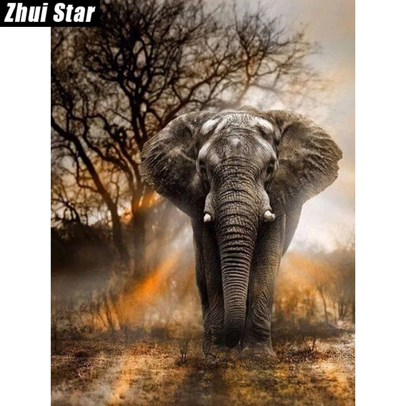 

Zhui Star Full Square Drill 5D DIY Diamond Painting "elephant" handmade 3D Embroidery arts Cross Stitch Mosaic Decor gift VIP