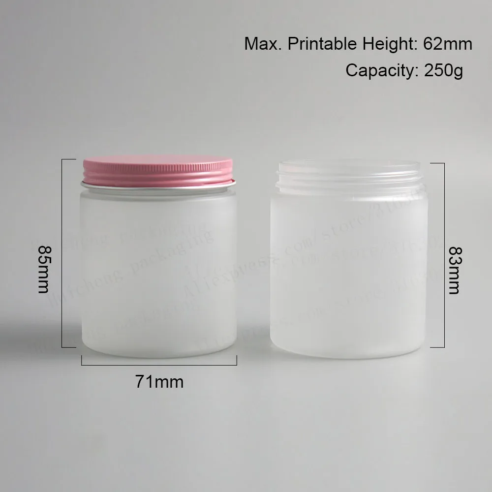 250g Larger Empty Frost Cream Cosmetic Jar 250cc 8.3oz PET Conatiner Make Up Tools Aluminum Lid With PE Pad 20pcs