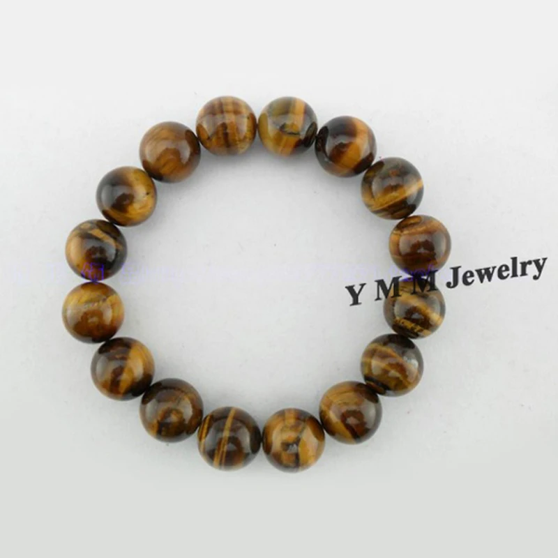 Wholesale 5pcs Natural Tiger's Eye Stone Bracelet 12mm Tigerite Bracelet For Gift