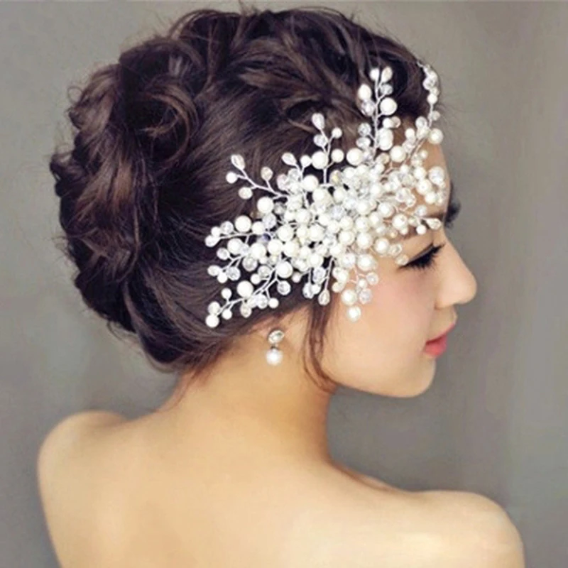Pearl Rhinestones Wedding Hair Comb For Women Crystal Hair Jewelry Handmade Bride Headdress Hair Accessories
