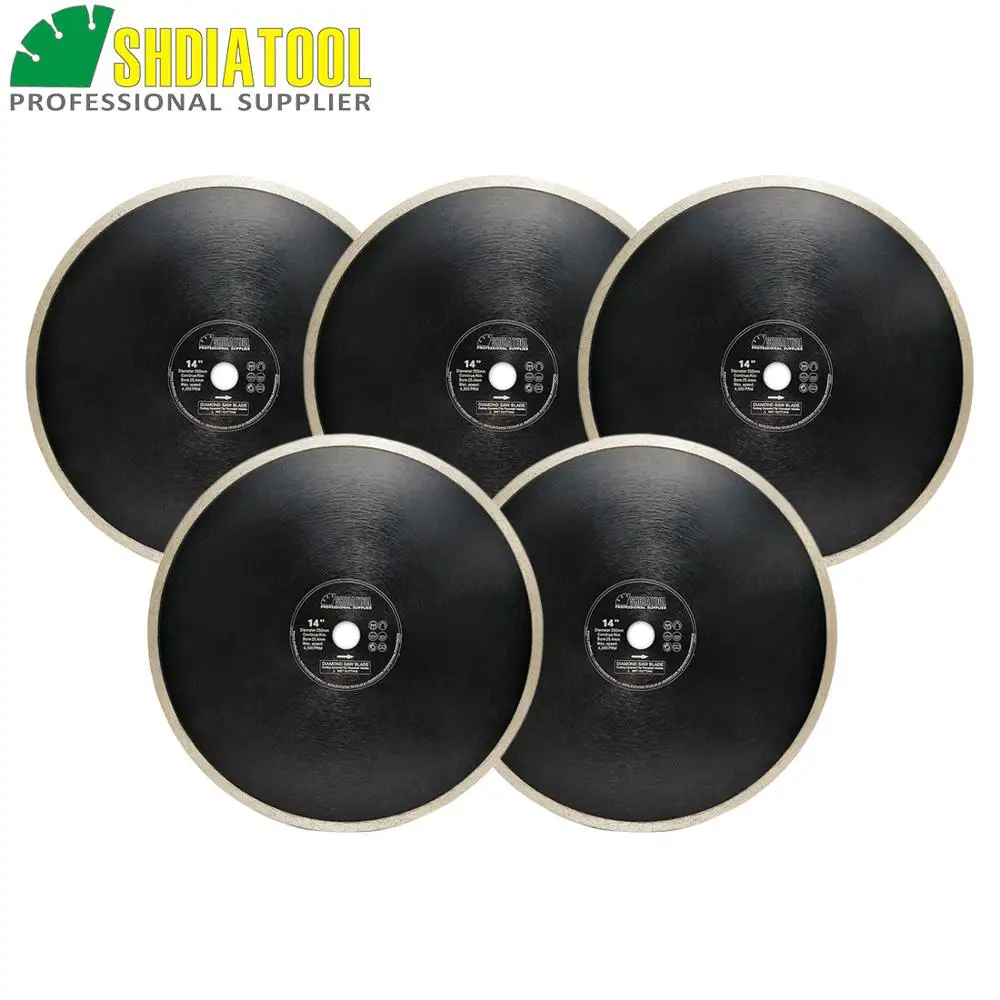 

SHDIATOOL 5pcs Dia 14" 350MM Hot-pressed Continue rim Saw Blades Diamond Cutting Disc Porcelain Tile Diamond Wheel Ceramic