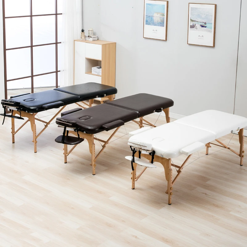 Table de massage de spa portable professionnelle, lit de beauté pliant, meubles de salon en bois, longueur 185cm, largeur 70cm, pliable avec sac