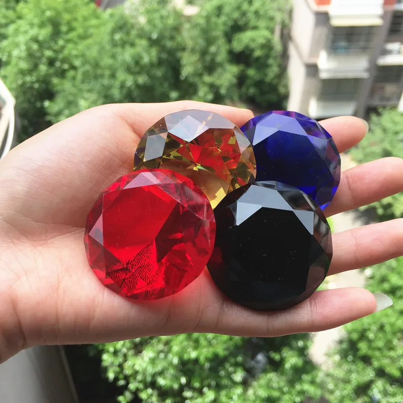 40mm 1pcs color Clear Crystal Diamond Cut Glass Jewelry Crystal Paperweight Wedding Decoration Home Glass Diamond child gift