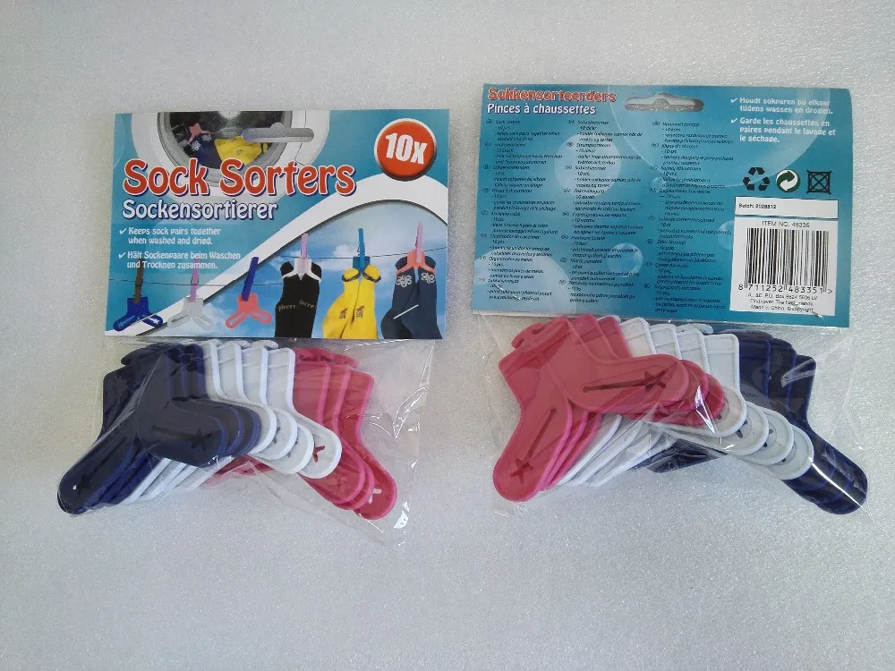 20PCS/LOT  Colorful Sock Shaped Socks Holders Pack of Organizers Sorters Clips Laundry